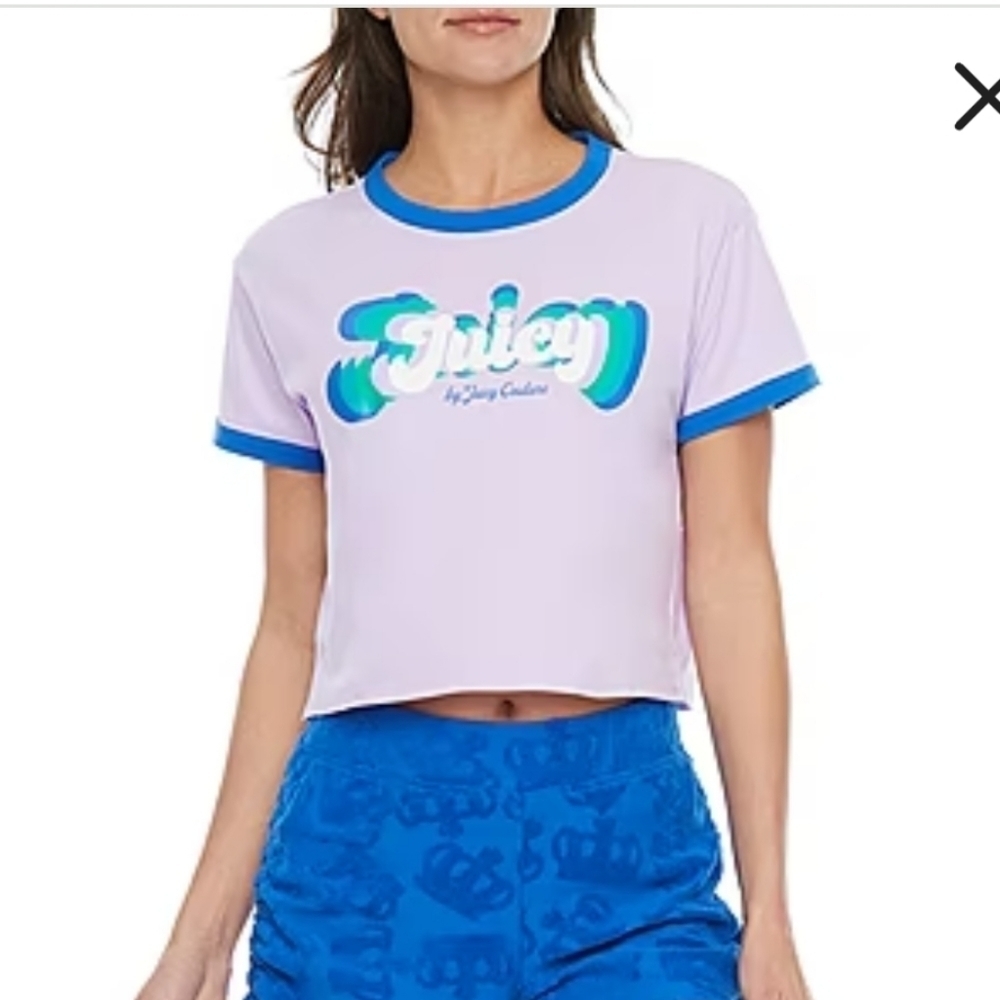 NEW JUICY COUTURE short sleeve graphic crop top L